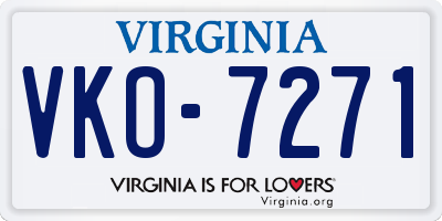 VA license plate VKO7271