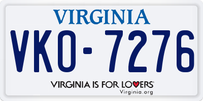 VA license plate VKO7276