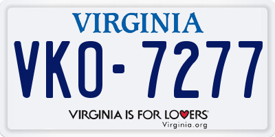 VA license plate VKO7277