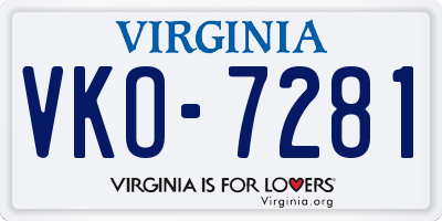 VA license plate VKO7281