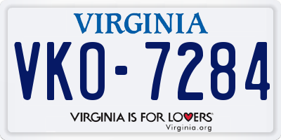 VA license plate VKO7284