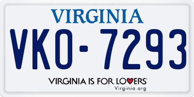 VA license plate VKO7293