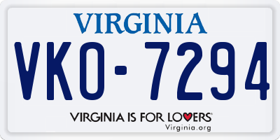 VA license plate VKO7294