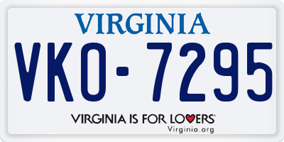 VA license plate VKO7295