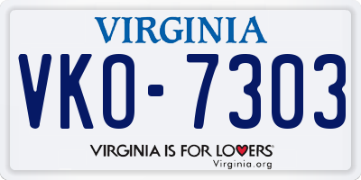 VA license plate VKO7303