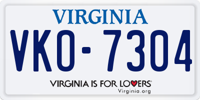 VA license plate VKO7304
