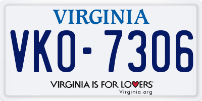 VA license plate VKO7306