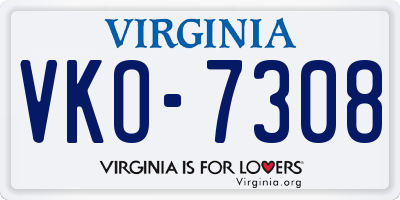 VA license plate VKO7308