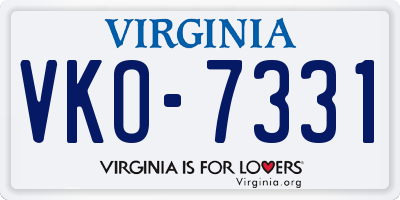 VA license plate VKO7331