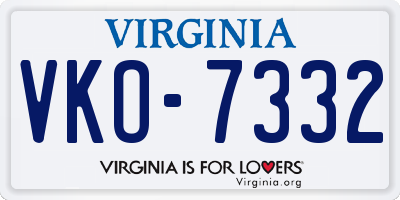 VA license plate VKO7332
