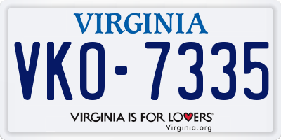 VA license plate VKO7335