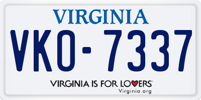 VA license plate VKO7337
