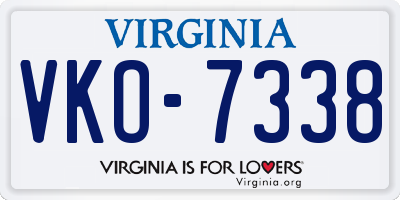 VA license plate VKO7338