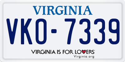 VA license plate VKO7339