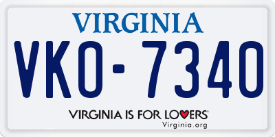 VA license plate VKO7340
