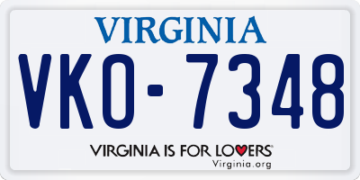 VA license plate VKO7348