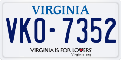 VA license plate VKO7352