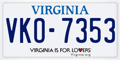 VA license plate VKO7353