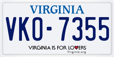 VA license plate VKO7355