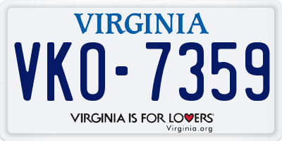 VA license plate VKO7359