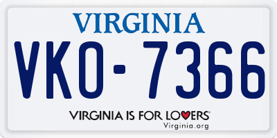 VA license plate VKO7366