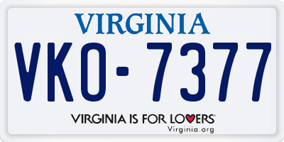 VA license plate VKO7377