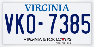 VA license plate VKO7385