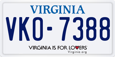 VA license plate VKO7388