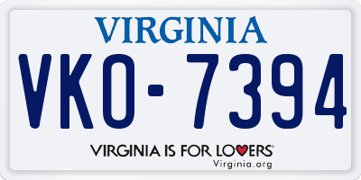 VA license plate VKO7394