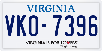 VA license plate VKO7396