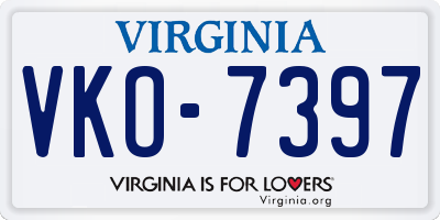 VA license plate VKO7397