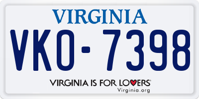 VA license plate VKO7398