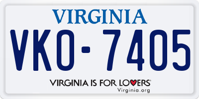 VA license plate VKO7405