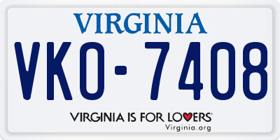 VA license plate VKO7408