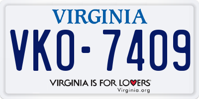 VA license plate VKO7409