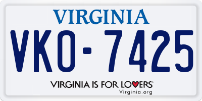 VA license plate VKO7425