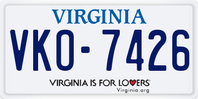 VA license plate VKO7426