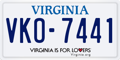 VA license plate VKO7441