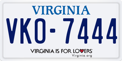 VA license plate VKO7444