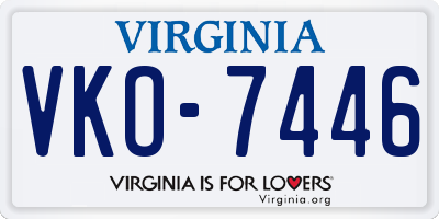 VA license plate VKO7446