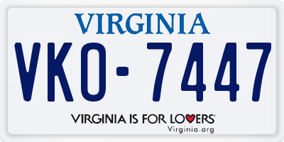 VA license plate VKO7447