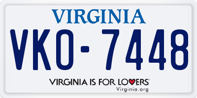 VA license plate VKO7448