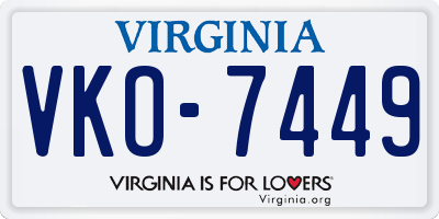 VA license plate VKO7449