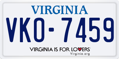 VA license plate VKO7459