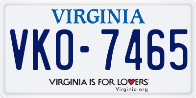 VA license plate VKO7465