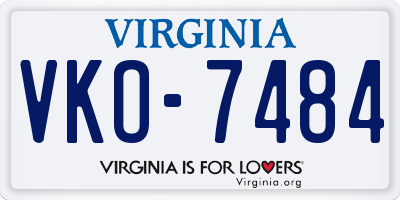 VA license plate VKO7484