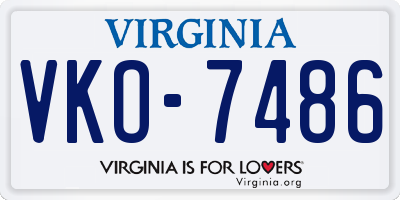 VA license plate VKO7486