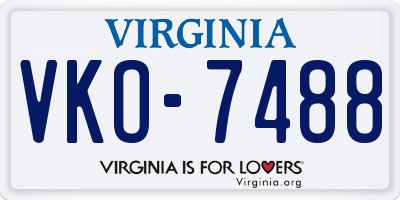 VA license plate VKO7488