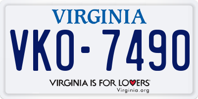 VA license plate VKO7490