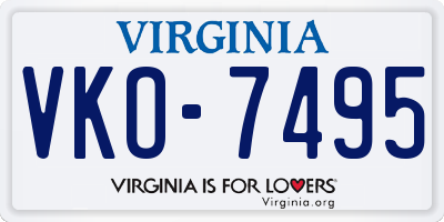 VA license plate VKO7495